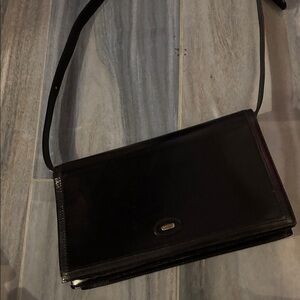Bally Black Leather Shoulder Bag. Adjustable strap